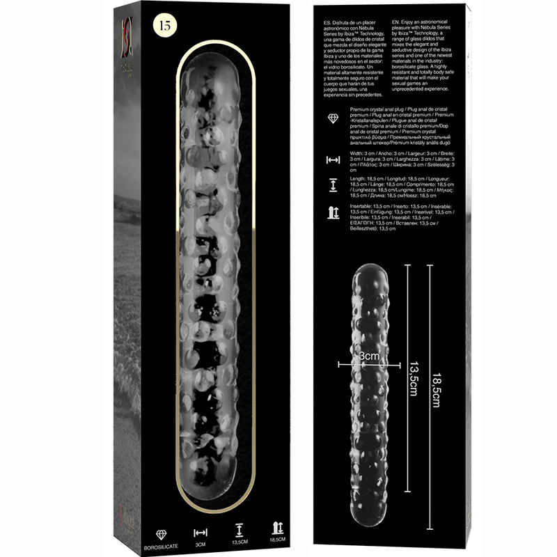 Glassdildo Modell 15 (18,5 cm x 3 cm)